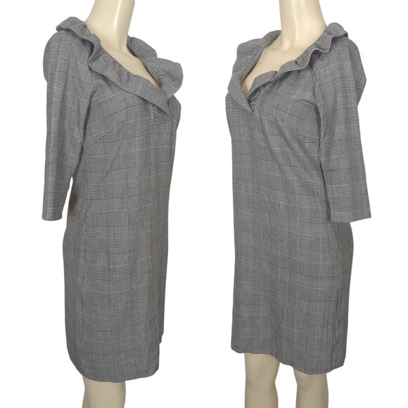 Gretchen Scott Dress black white size 0 / 2 Shrimp Wall Street Ruff Neck - Picture 3 of 16